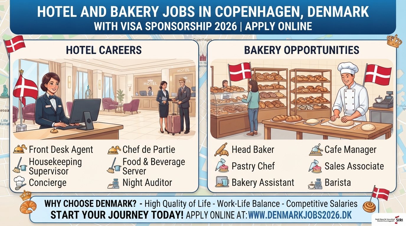 Hotel and Bakery Jobs in Copenhagen, Denmark with Visa Sponsorship 2026 | Apply Online